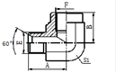90° 彎英管外螺紋60°內(nèi)錐 / 英管內(nèi)螺紋 ISO 1179